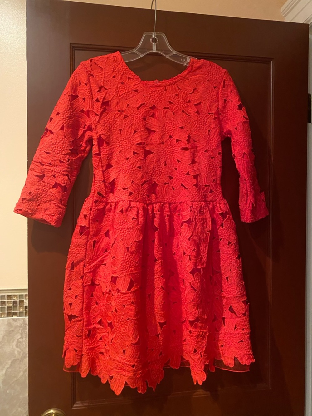 Red Cutout Lace Mini Dress by Arrogant Cat 16"W x 32"L Lined